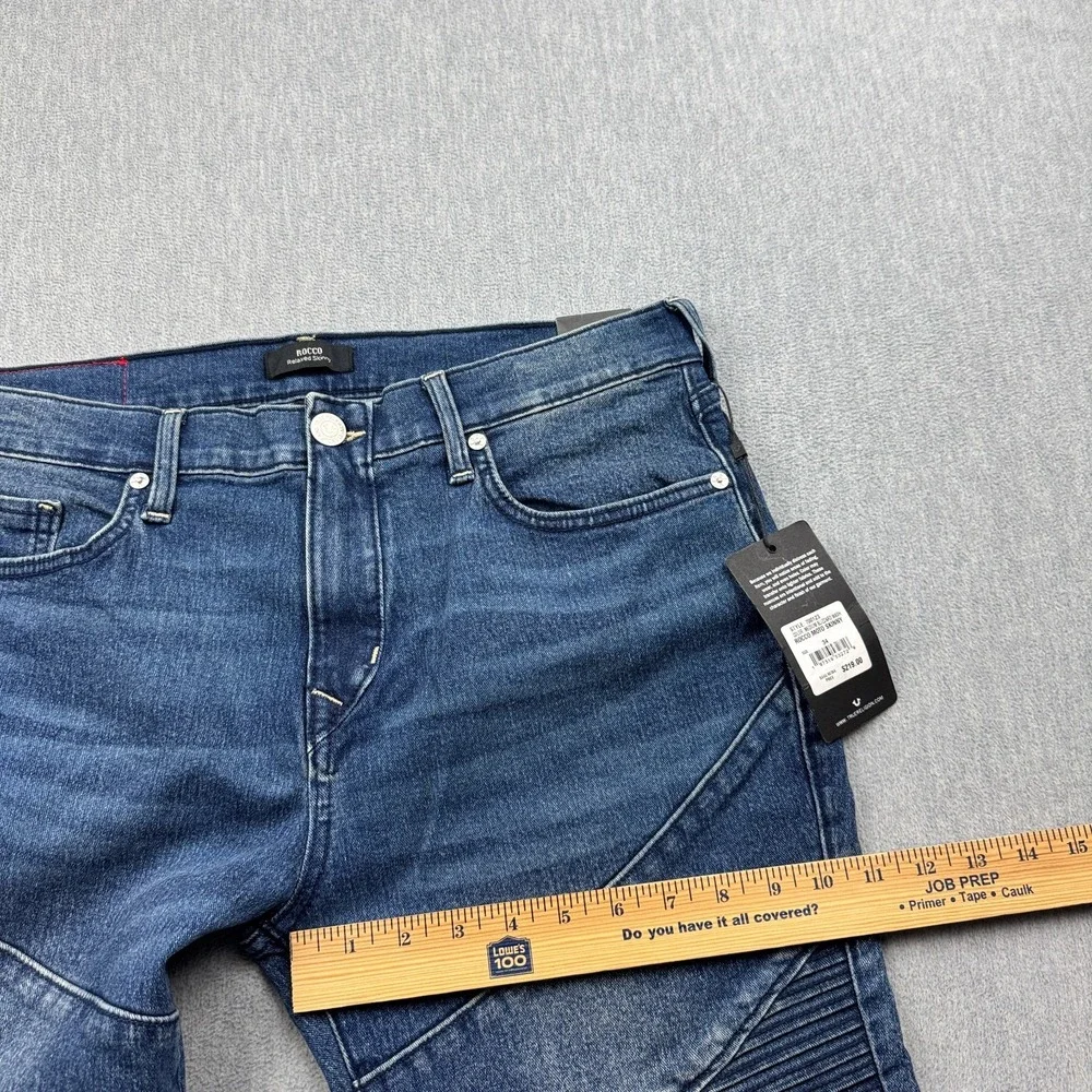 True Religion Jeans Mens 34x31 Rocco Moto Skinny Denim Pants Relaxed Casual NWT